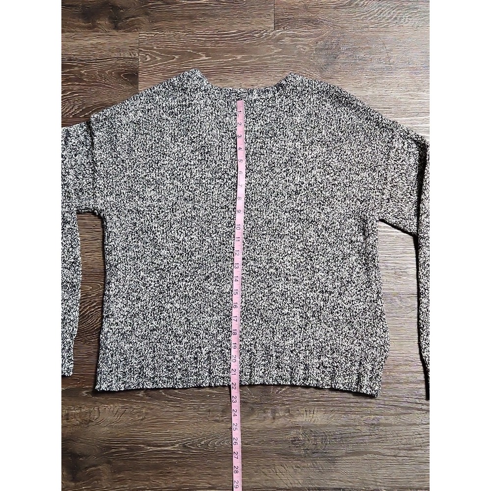 Lucky Brand Women's Sweater Medium Black White Marbled Knit Long-sleeve V-neck - Picture 6 of 9